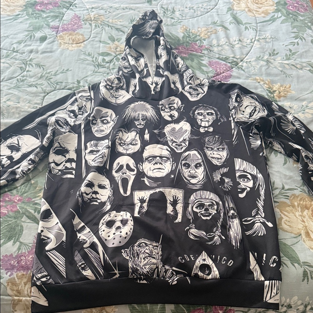 Source Unknown Black and White Graphic Hoodie